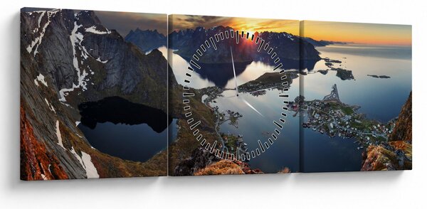 Slika - Planinski pejzaž, Norveška (sa satom) (90x30 cm)