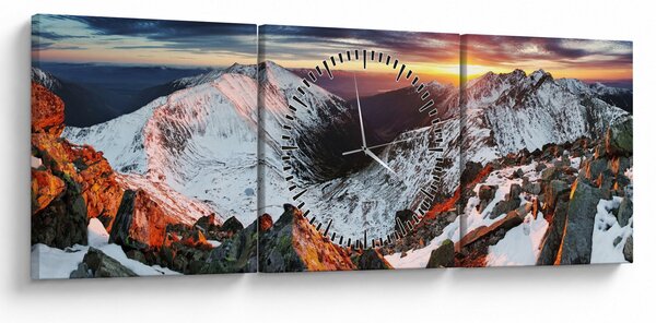 Slika - Zimska planinska panorama (sa satom) (90x30 cm)