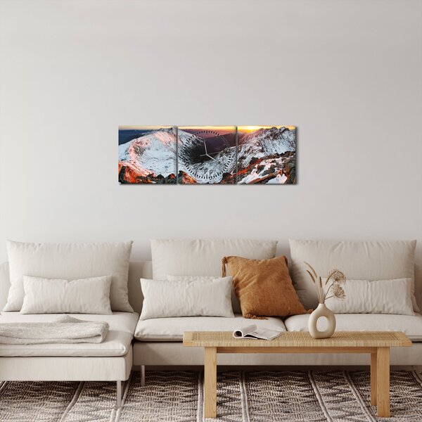 Slika - Zimska planinska panorama (sa satom) (90x30 cm)