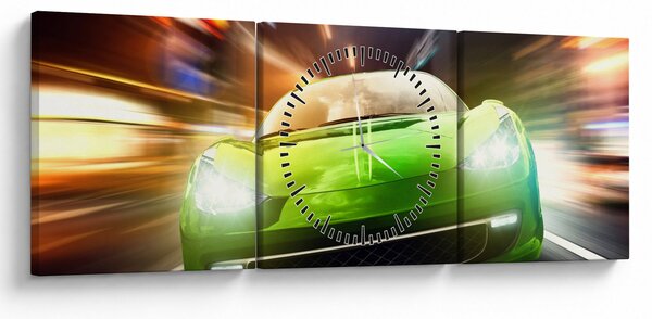 Slika - Zeleni trkaći auto (sa satom) (90x30 cm)