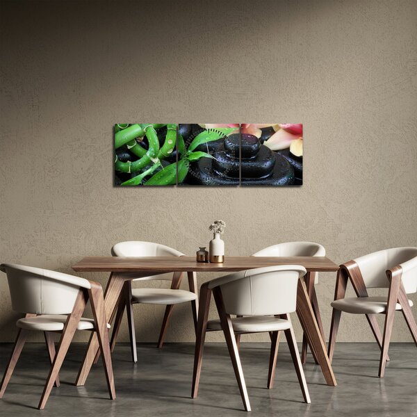 Slika - Kamenje i orhideje (sa satom) (90x30 cm)