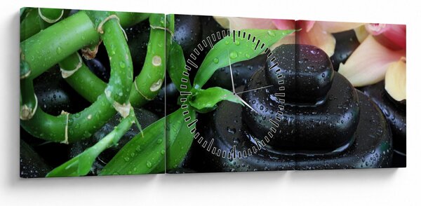 Slika - Kamenje i orhideje (sa satom) (90x30 cm)