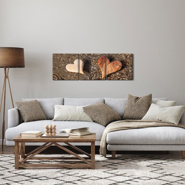 Slika - Drvena srca (sa satom) (90x30 cm)