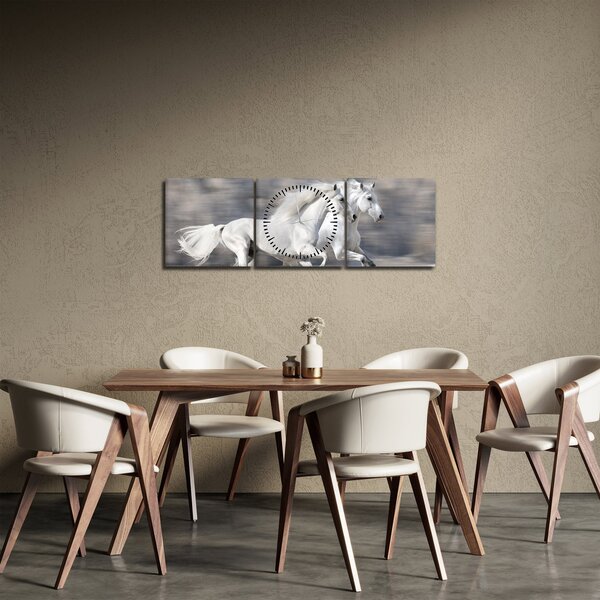 Slika - Bijeli konji zimi (sa satom) (90x30 cm)