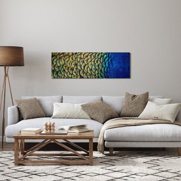 Slika - Paunovo perje (sa satom) (90x30 cm)
