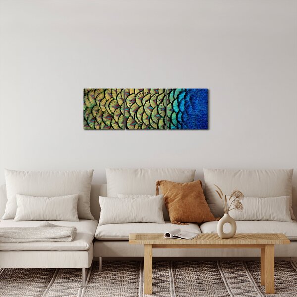 Slika - Paunovo perje (sa satom) (90x30 cm)