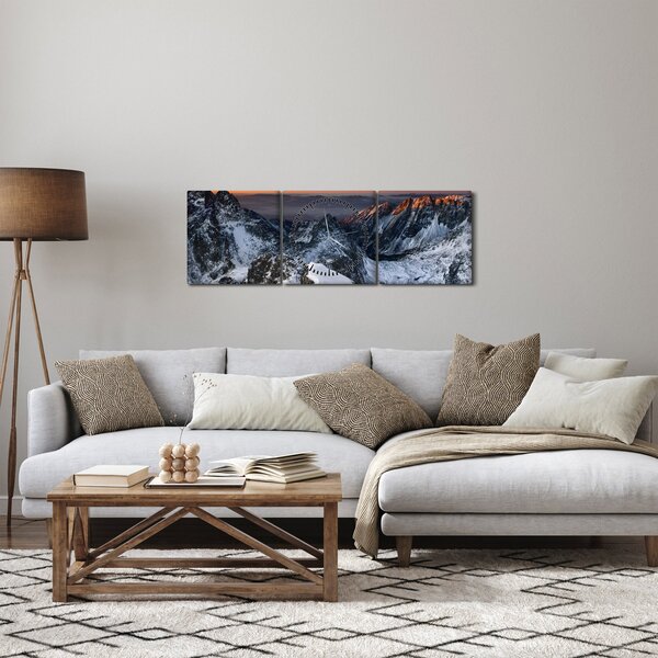 Slika - Izlazak sunca u planinama (sa satom) (90x30 cm)