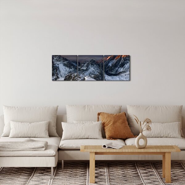 Slika - Izlazak sunca u planinama (sa satom) (90x30 cm)