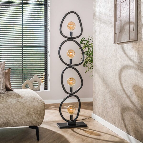 ZIJLSTRA Pebble podna lampa, crna, 4 žarulje, visina 165 cm, E27, Crno, Dnevni boravak/blagovaonica, Metal