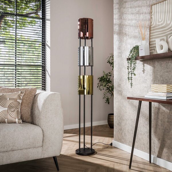 ZIJLSTRA Lucente Tricolore podna lampa, crna, 3 žarulje, 175 cm, E27, Crno, Dnevni boravak/blagovaonica, Metal