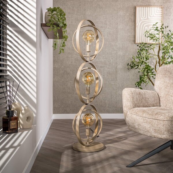ZIJLSTRA Podna lampa Turn Around, bež, 3 žarulje, visina 124 cm, E27, Bež, Dnevni boravak/blagovaonica, Metal