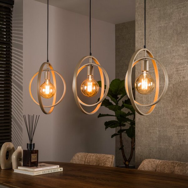 ZIJLSTRA Viseća lampa Turn Around, bež, 3 žarulje, 130 cm, E27, prigušiva, Bež, Dnevni boravak/blagovaonica, Metal
