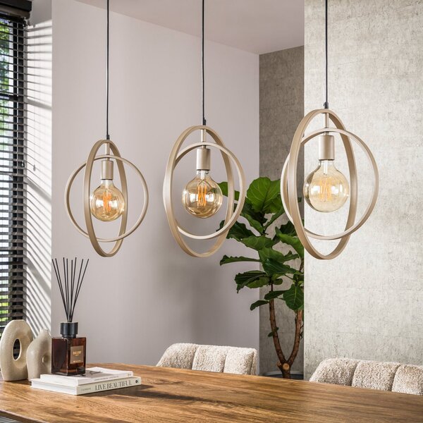 ZIJLSTRA Viseća lampa Turn Around, bež, 3 žarulje, 130 cm, E27, prigušiva, Bež, Dnevni boravak/blagovaonica, Metal
