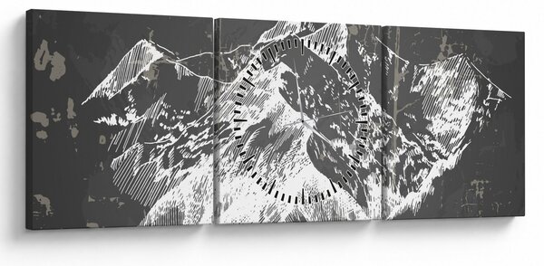 Slika - Ilustracija planina (sa satom) (90x30 cm)