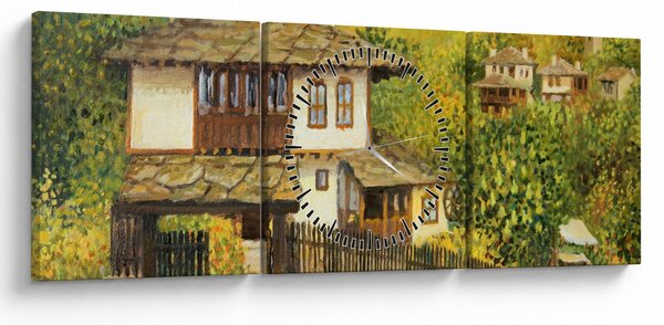 Slika - Vikendice ljeti (sa satom) (90x30 cm)