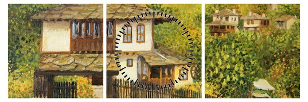 Slika - Vikendice ljeti (sa satom) (90x30 cm)