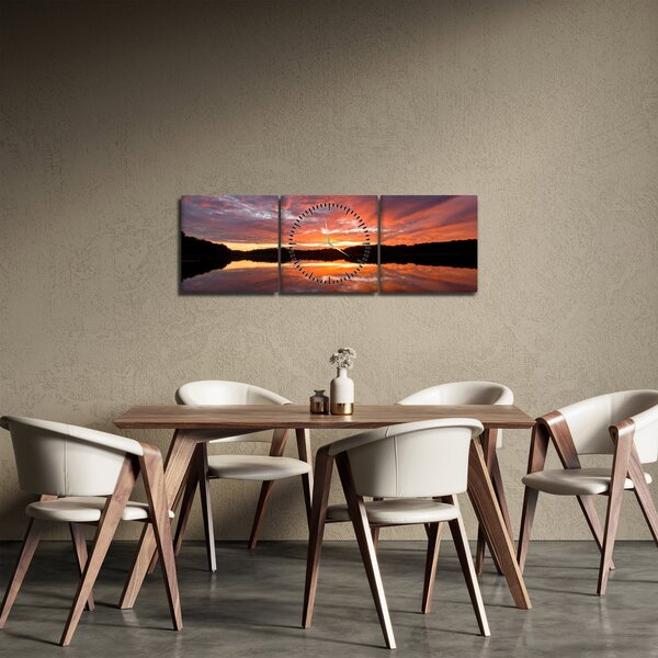 Slika - Zalazak sunca nad jezerom (sa satom) (90x30 cm)