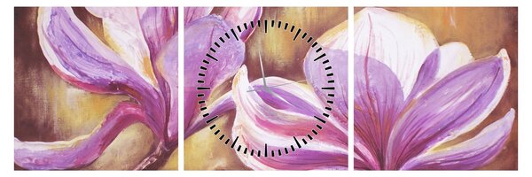 Slika - Cvjetovi magnolije (sa satom) (90x30 cm)