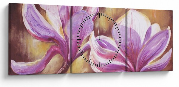 Slika - Cvjetovi magnolije (sa satom) (90x30 cm)