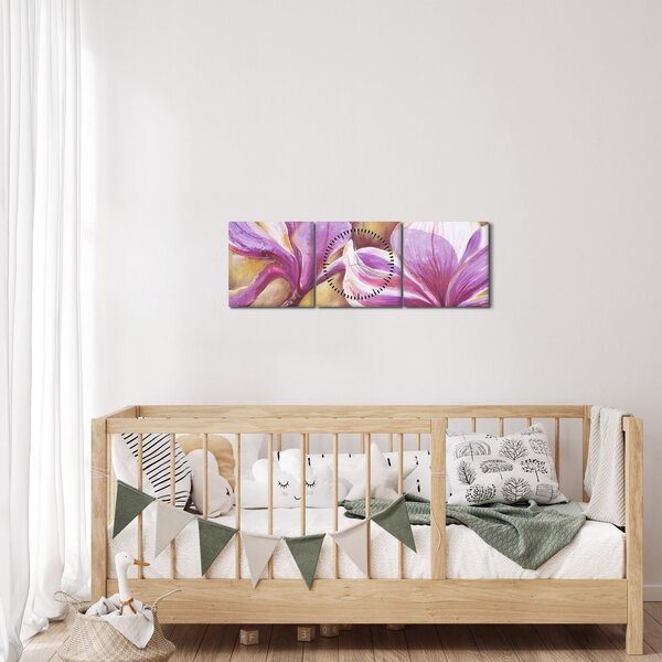 Slika - Cvjetovi magnolije (sa satom) (90x30 cm)