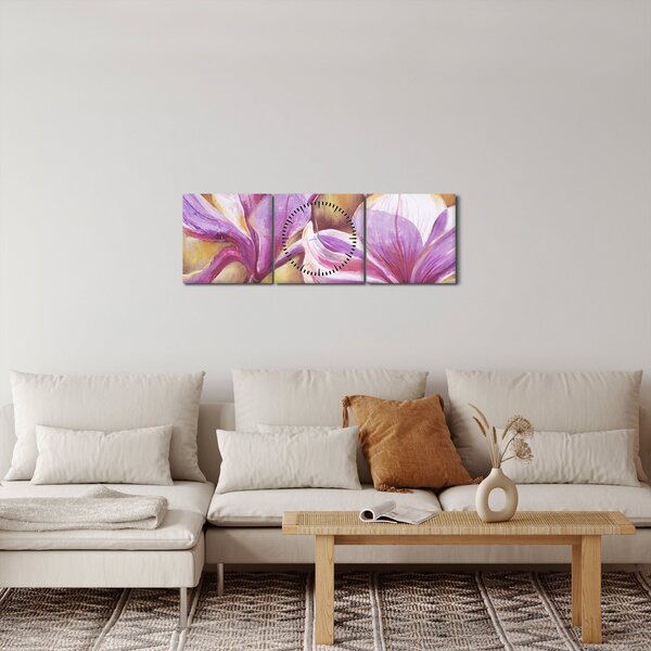 Slika - Cvjetovi magnolije (sa satom) (90x30 cm)