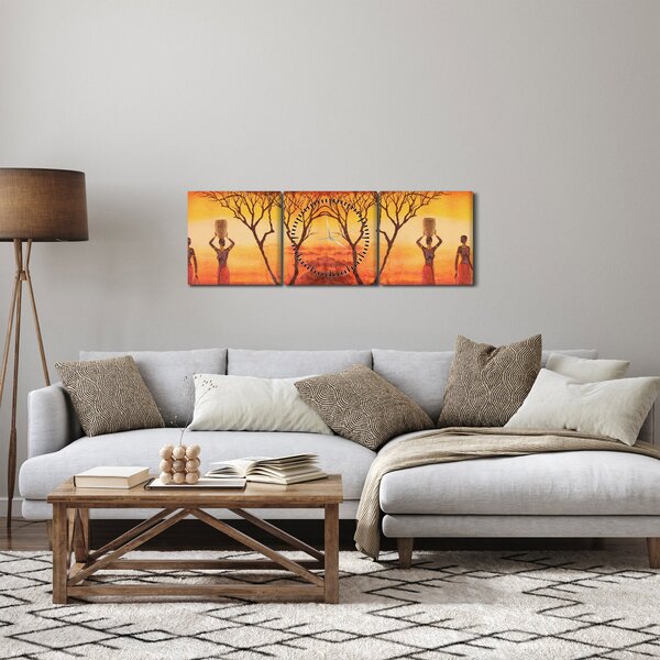 Slika - afrička savana (sa satom) (90x30 cm)