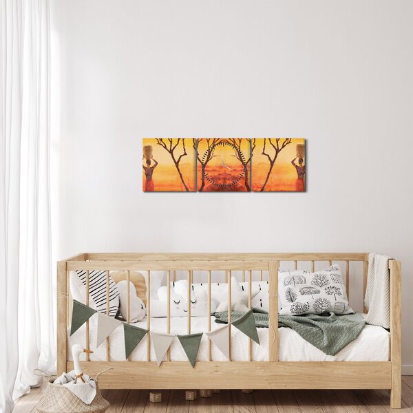 Slika - afrička savana (sa satom) (90x30 cm)