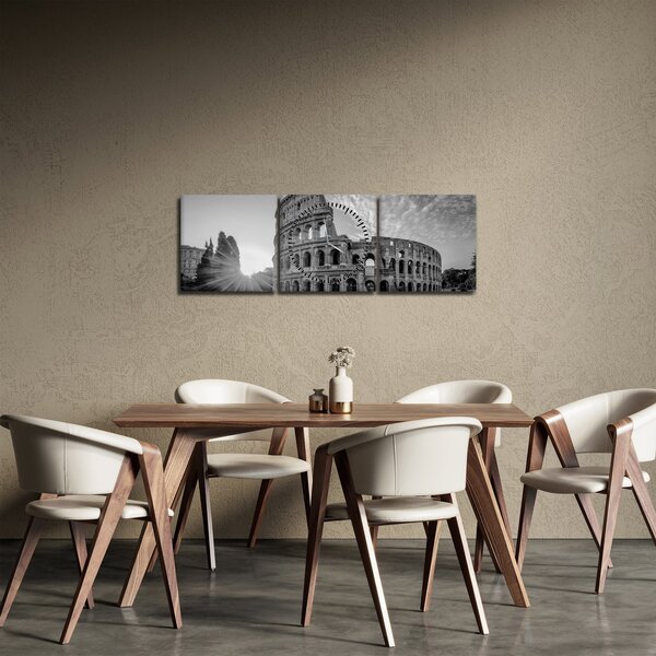 Slika - Koloseum u Rimu, crno-bijelo (sa satom) (90x30 cm)
