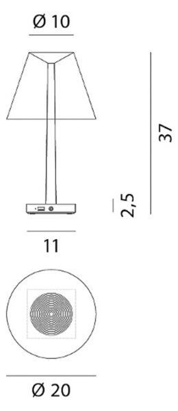 Stolne Lampa Rotaliana, Dina+, prigušiv, Bež, Dnevna soba, Metal, Dizajn