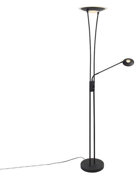 Moderna podna svjetiljka crna s LED s rukom za čitanje - Ibiza