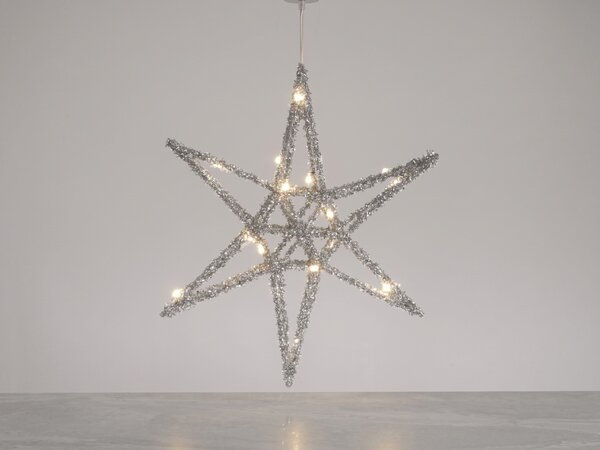 Božićna zvijezda STARLIGHT s LED osvjetljenjem 30 cm, srebrna