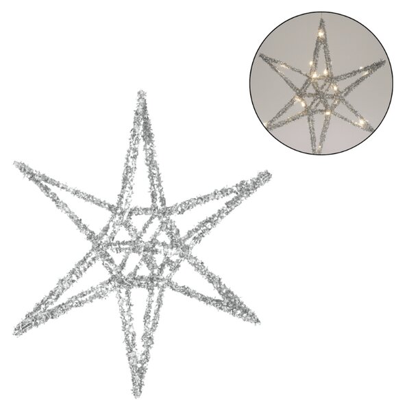 Božićna zvijezda STARLIGHT s LED osvjetljenjem 30 cm, srebrna