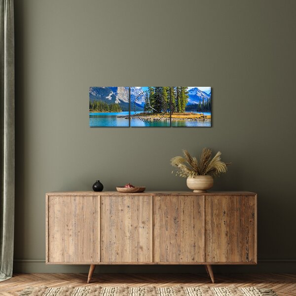 Slika - Planinski krajolik s rijekom (sa satom) (90x30 cm)