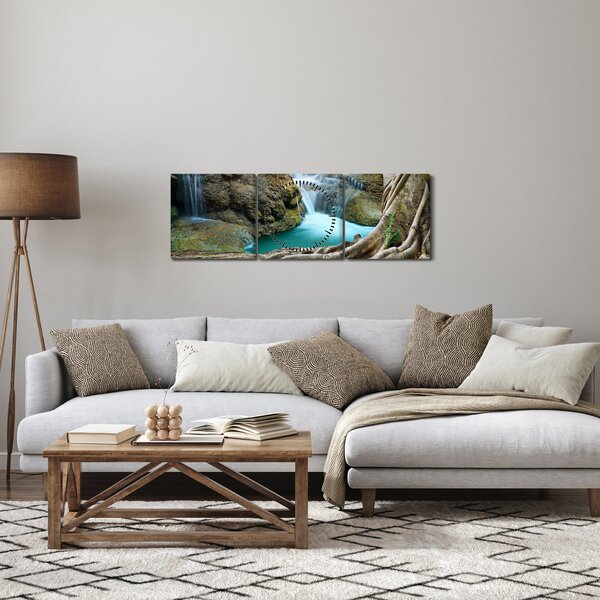 Slika - Rijeka sa slapovima (sa satom) (90x30 cm)