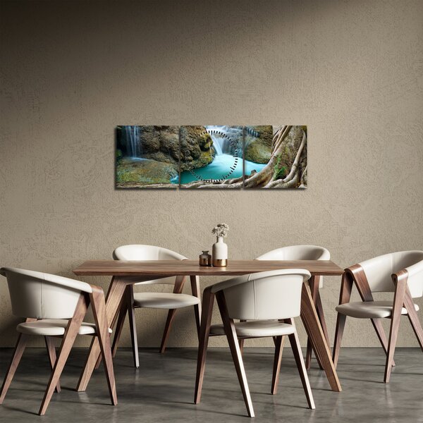 Slika - Rijeka sa slapovima (sa satom) (90x30 cm)