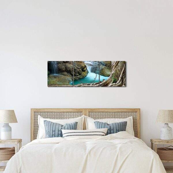 Slika - Rijeka sa slapovima (sa satom) (90x30 cm)