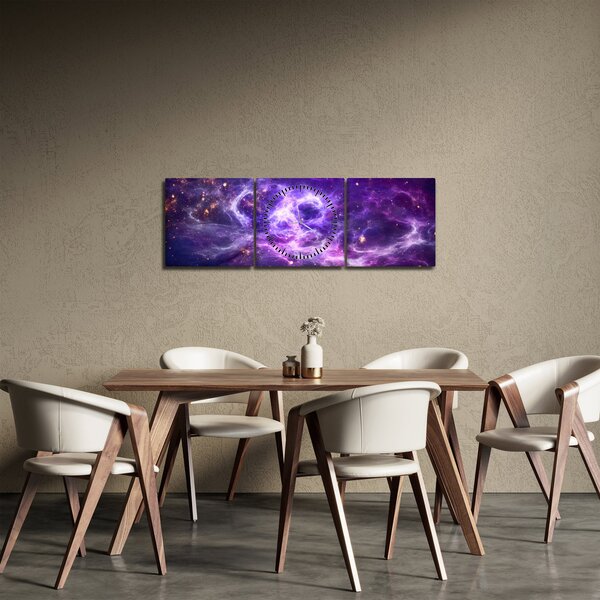 Slika - Ljubičasti svemir (sa satom) (90x30 cm)