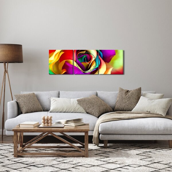 Slika - Šarena ruža (sa satom) (90x30 cm)