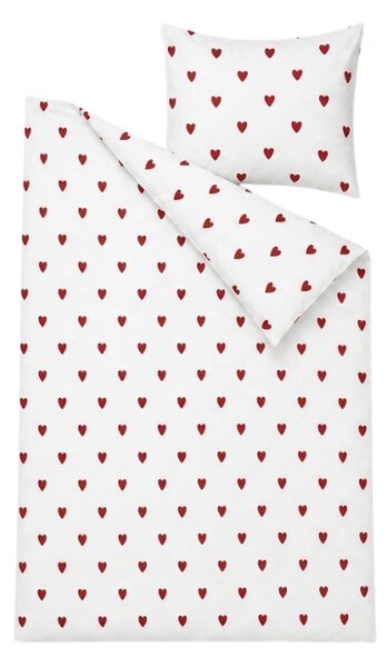 Pamučna posteljina HEARTIS RED bijela Dimenzije posteljine: 70 x 80 cm | 140 x 200 cm