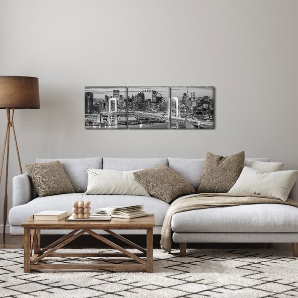 Slika - Crno bijeli veliki grad (sa satom) (90x30 cm)
