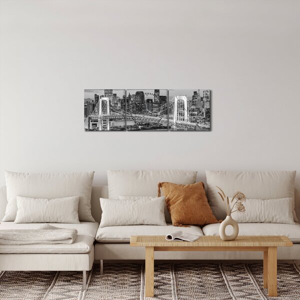 Slika - Crno bijeli veliki grad (sa satom) (90x30 cm)