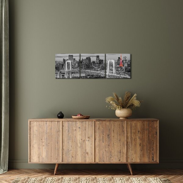 Slika - Veliki grad s crvenim tornjem (sa satom) (90x30 cm)