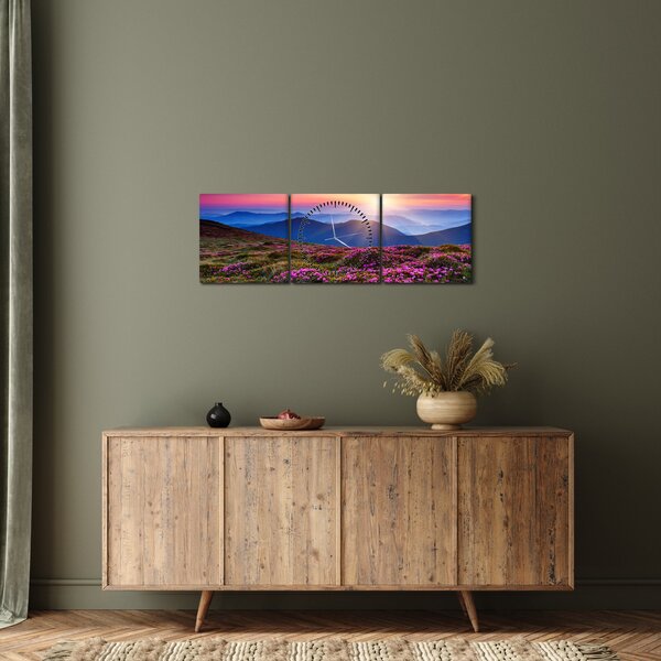 Slika - Planinski cvjetni krajolik (sa satom) (90x30 cm)
