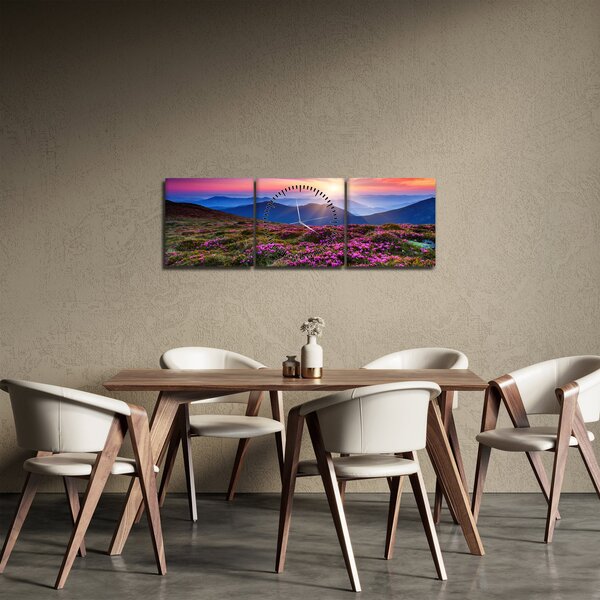 Slika - Planinski cvjetni krajolik (sa satom) (90x30 cm)
