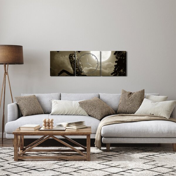 Slika - Noćna ptica, zlatna (sa satom) (90x30 cm)
