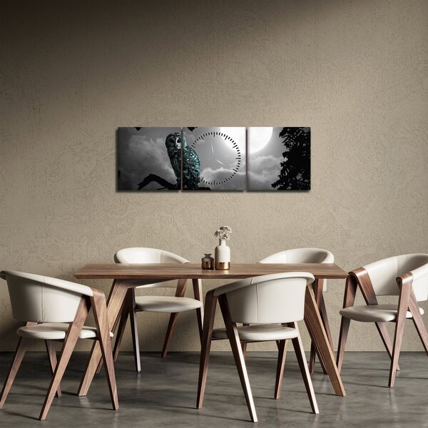 Slika - Noćna ptica, plava (sa satom) (90x30 cm)