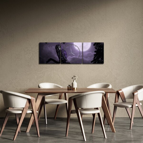 Slika - Noćna ptica, ljubičasta (sa satom) (90x30 cm)