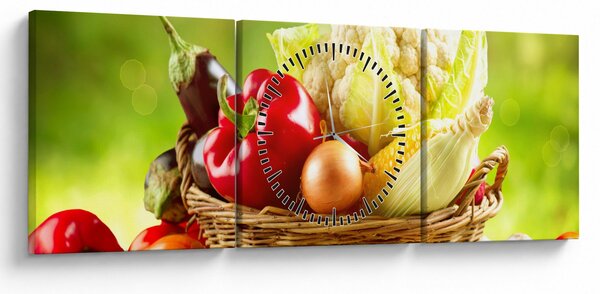 Slika - Povrće (sa satom) (90x30 cm)