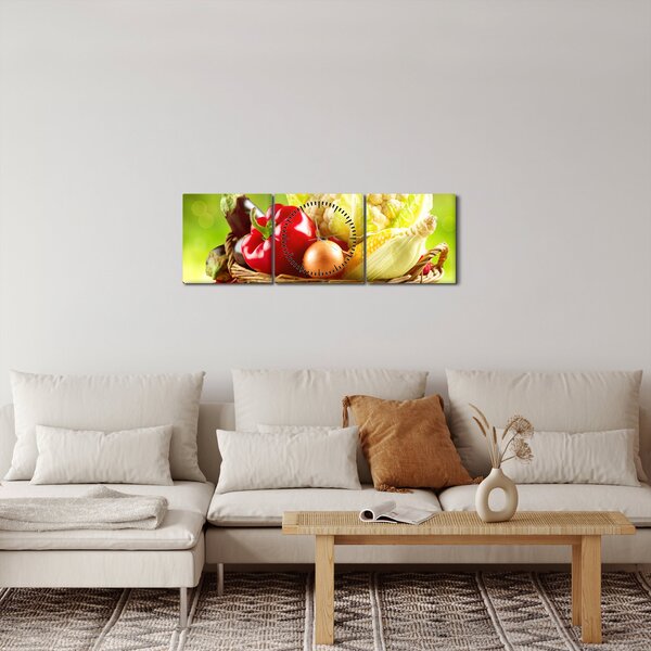 Slika - Povrće (sa satom) (90x30 cm)