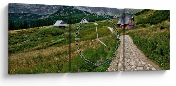 Slika - Planinski krajolik s kućama (sa satom) (90x30 cm)